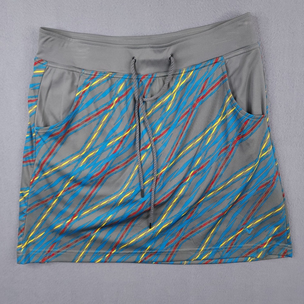 Callaway Golf Skort Womens Gray Blue Red Yellow Abstract Print Athletic Skirt
